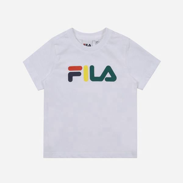 Fila Colorful Crew Neck S/S Boy's T-Shirts - White,NZ 502-61324